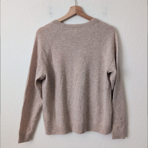 Garnet Hill Womens 100% Cashmere Raglan Crewneck Sweater Tan Beige S Luxury Norm - Picture 7 of 9